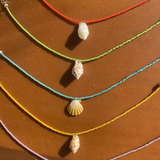Glass beaded colorful necklaces with single shell