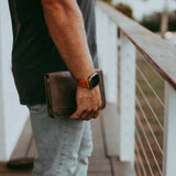 travel wallet in military on model 