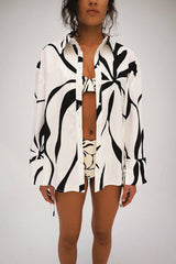Cream Flower Cotton Shirt