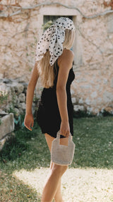 Black Crinkle Knit Mini Dress