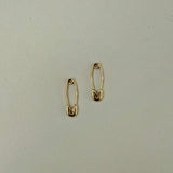 14k Gold small safety pin earrings - pair
