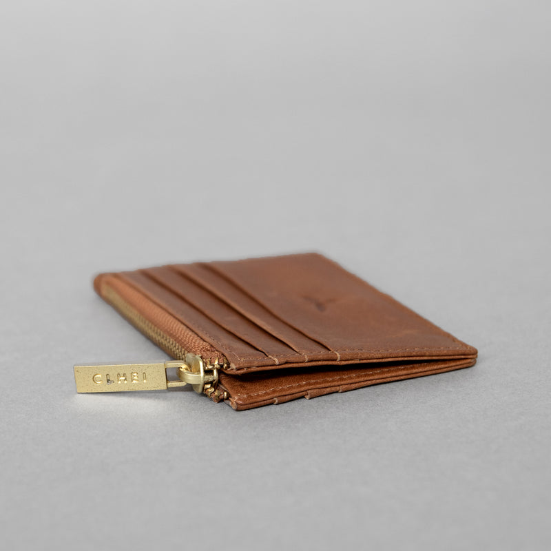 Card case in Cognac leather