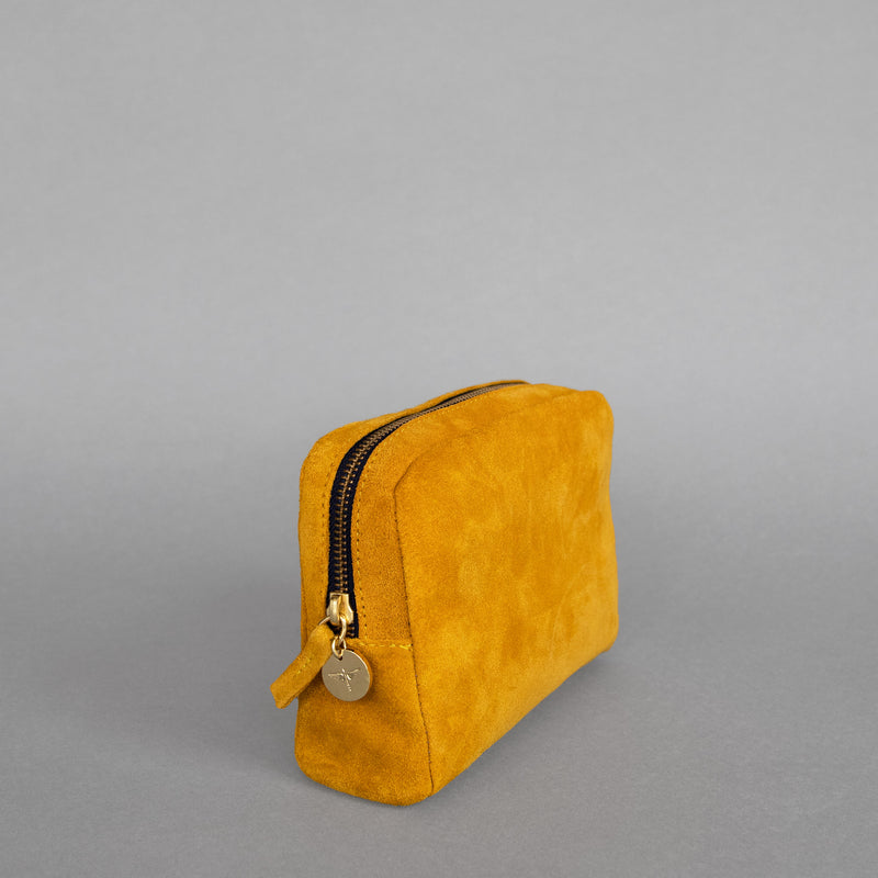 Coco Pouch in Mustard Suede side photo