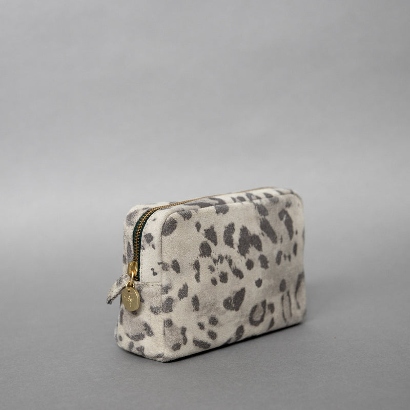 Coco pouch in Snow Leopard suede