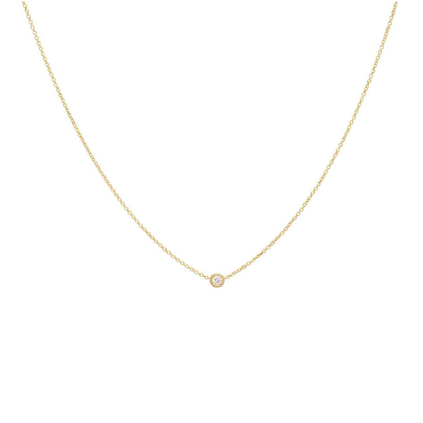 Gold necklace with single diamond