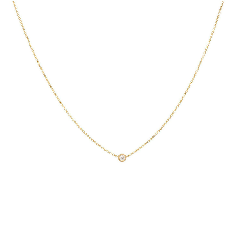 Gold necklace with single diamond