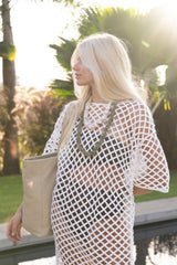 White Lattice Knit Dress