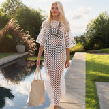 White Lattice Knit Dress
