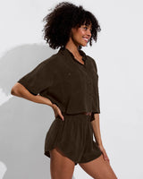 Day Trip Cropped Button Down