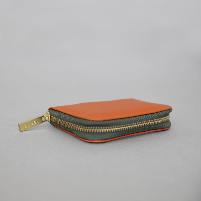 Mini wallet in Papaya leather
