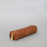 Pencil case in Cognac leather