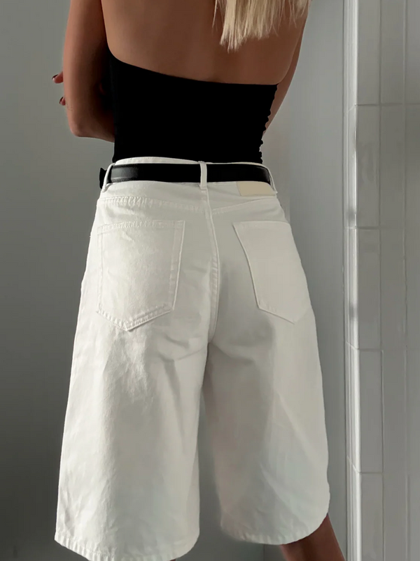 White Recycled Denim Walk Shorts
