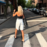 White Recycled Denim Walk Shorts