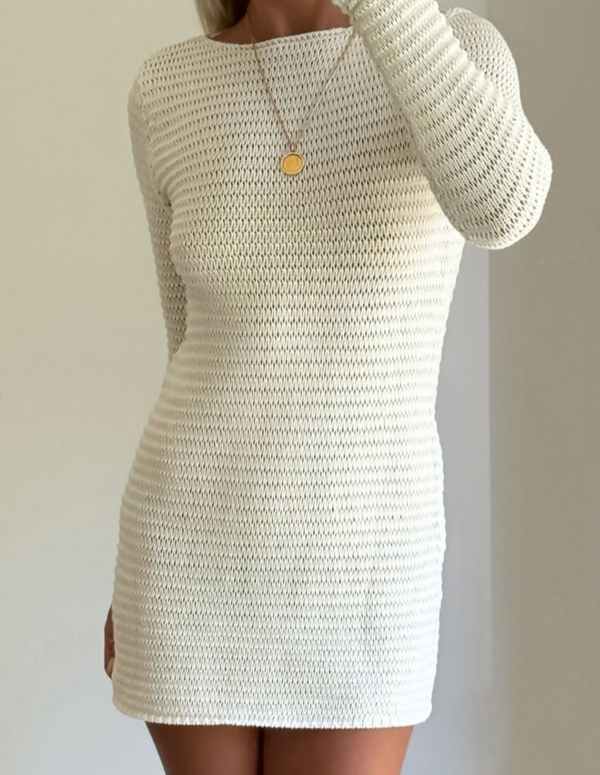Crochet Lattice Knit Mini Dress _SALE