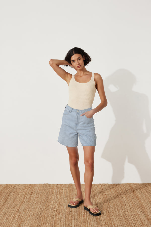 Light Wash Recycled Cotton Walk Short