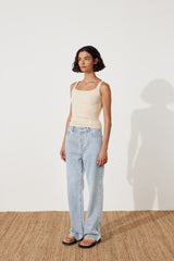 Light Wash Recycled Cotton Mid Rise Jean