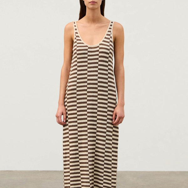 Cocoa Grid Textured Knit Dress