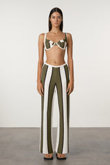 Olive Stripe Textured Knit Pant