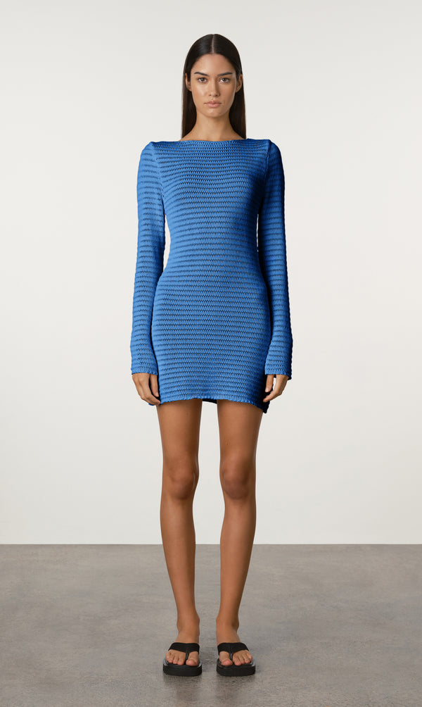 Crochet Lattice Knit Mini Dress