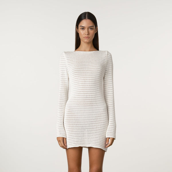 Crochet Lattice Knit Mini Dress _SALE