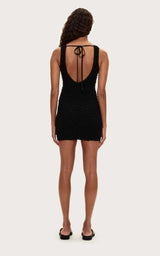 Black Crinkle Knit Mini Dress