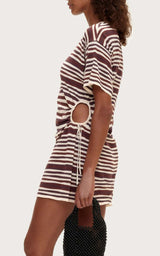 Chocolate Stripe T-Shirt Knit Dress