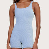 Denim blue Stripe Rib Bodysuit