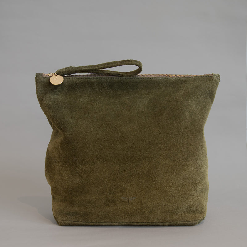 Rio clutch in Olive suede